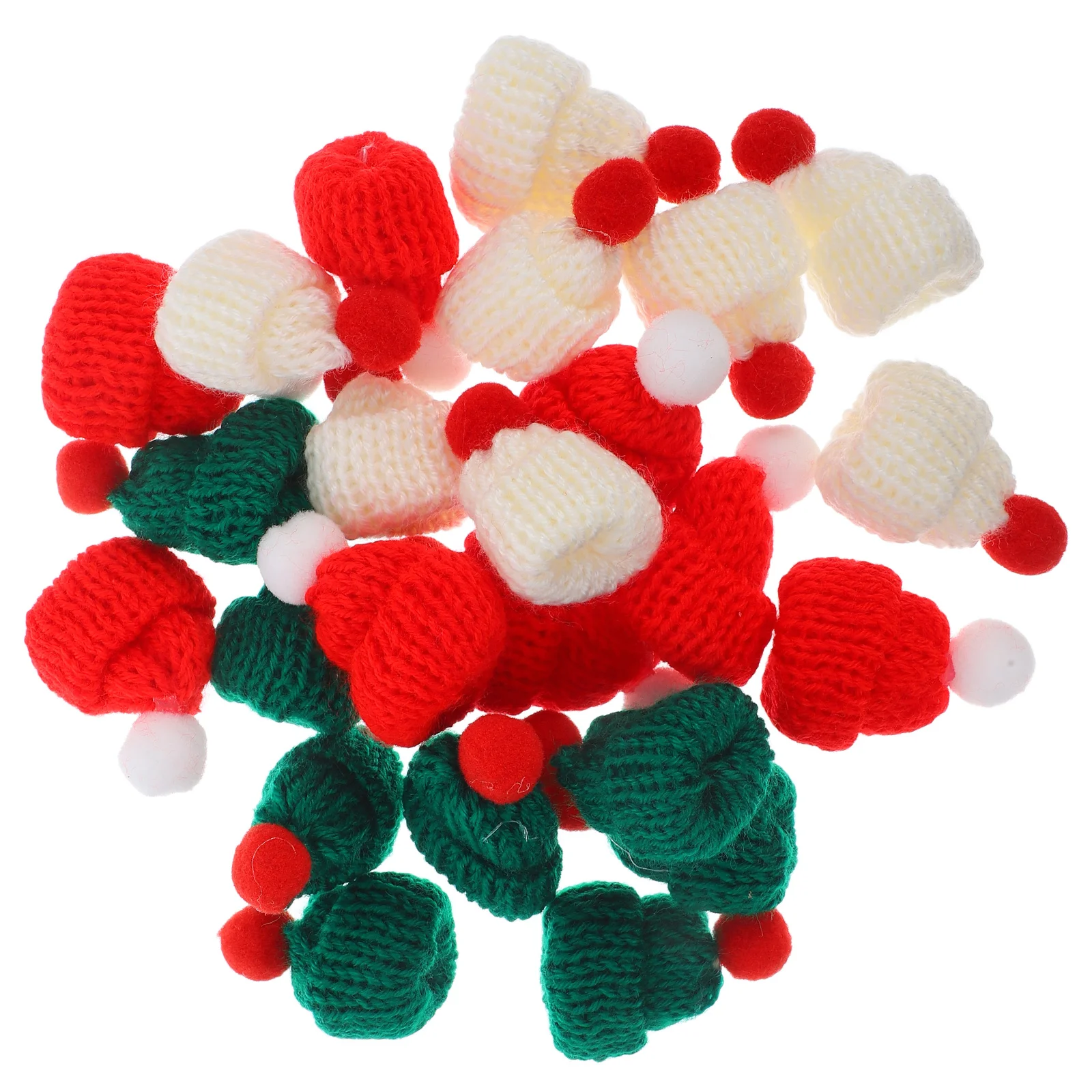 24 mini cappelli natalizi lavorati a maglia set 3 colori adorabili berretti di lana per decorazioni artigianali accessori per feste