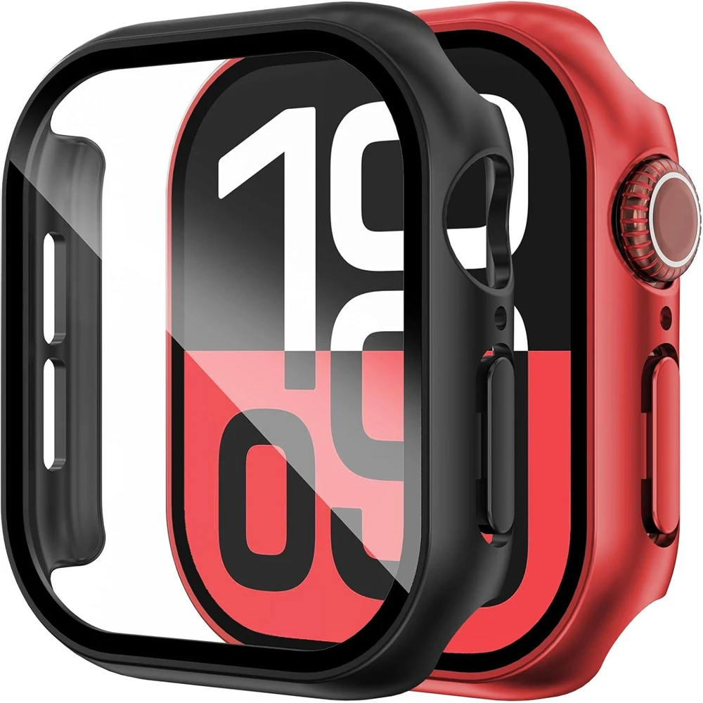 Vidrio + cubierta para Apple Watch funda 10 9 8 7 6 SE 5 iWatch accesorios Protector de pantalla Apple watch serie 44mm 40 41 45 mm 42mm 46mm