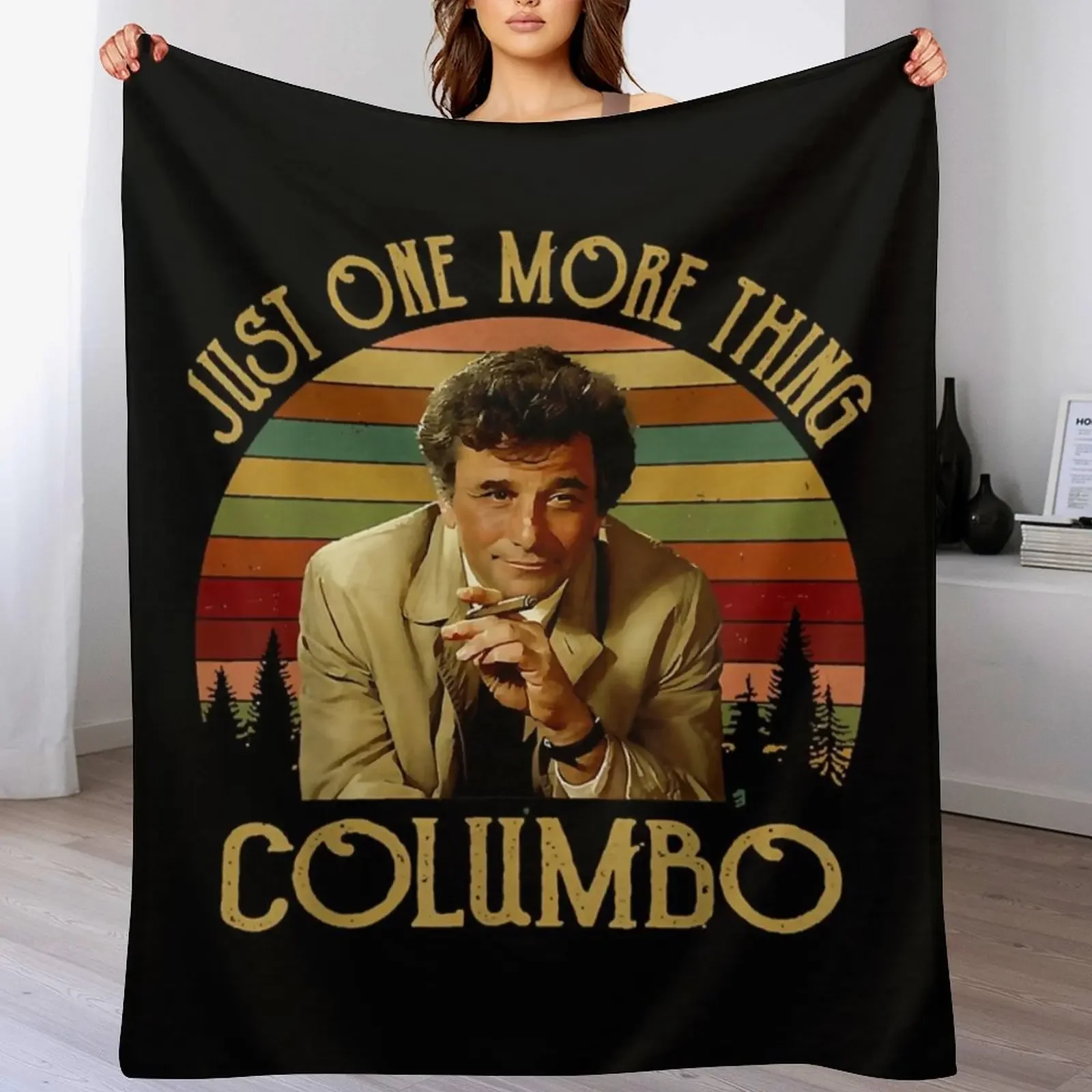 Music Retro Funny Men Columbo Gifts Music Fans Throw Blanket Shaggy Bed Blankets