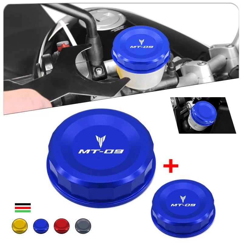 

Hot Sale MT09 Motorcycle Aluminum Front & Rear Brake Fluid Reservoir Cover Fuel Tank Cap For MT-09 mt09 2020-2023 2024 2025