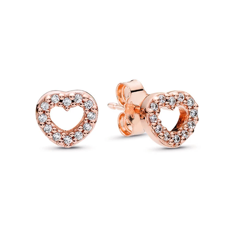 TOGORY Newest Rose Gold Brand Stud Earrings For Ladies Women Crown Love Round Earrings Jewellery Birthday Gift Special Offer