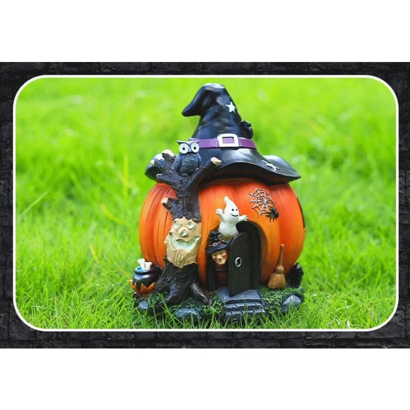 Halloween Witch Pumpkin House Presents A Garden Glow-in-the-dark Decoration with Resin Crafts for Gifts Halloween Decoration