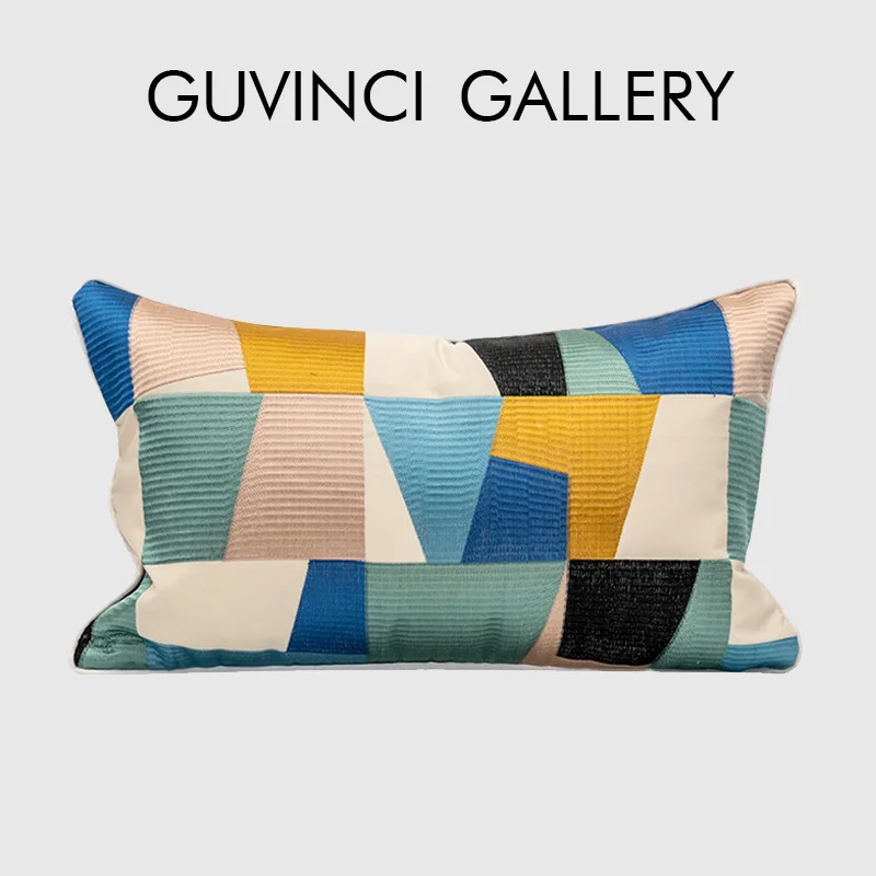 GUVINCI Modern Morrocan Imaginative Geometry Color Block Cushion Cover Decorative Lumbar Pillow Case 30x50cm For Sofa Couch Bed