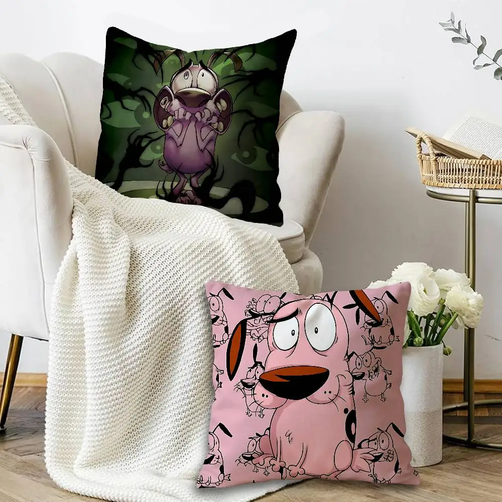 Movie C-Courage Cowardly Dog Decorative Room Aesthetics Pillow Case Home Decor Bedroom Sofa Bed Couch Pillow Cover 45x45
