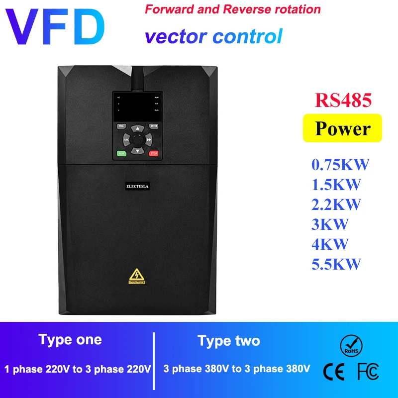 

vfd speed inverter 4KW 5.5KW variable frequency drive frequency converter 220v 380v inverter