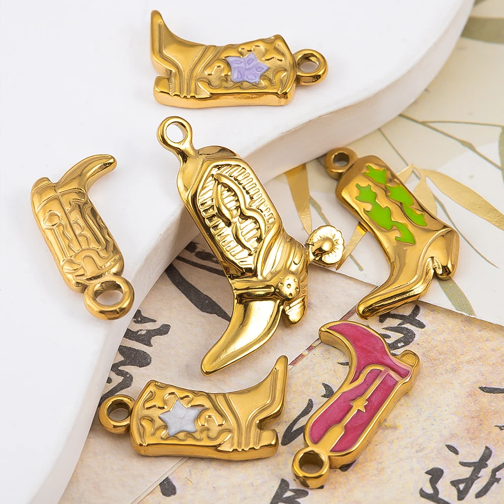 5pcs Stainless Steel Gold Color PVD Plated Boots Charms Pendant for DIY Necklace Bracelet Earring Jewelry Making Accessories image 4