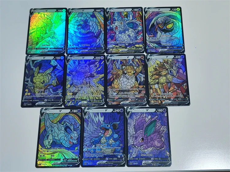 32Pcs/set Pokemon Self-Control Refraction Flash Card Collect Trading Signature Anime Gift Cartoon