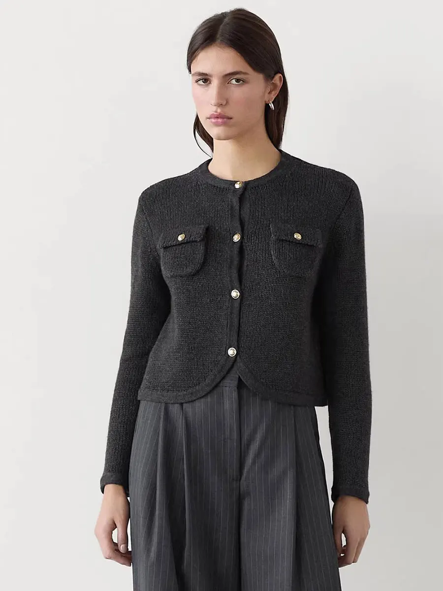 

Winter New MD Women's Faion Knitted Open Front Sweater ort Outerwear Chic Lady Feel Sle Long Sve round Ne Coat