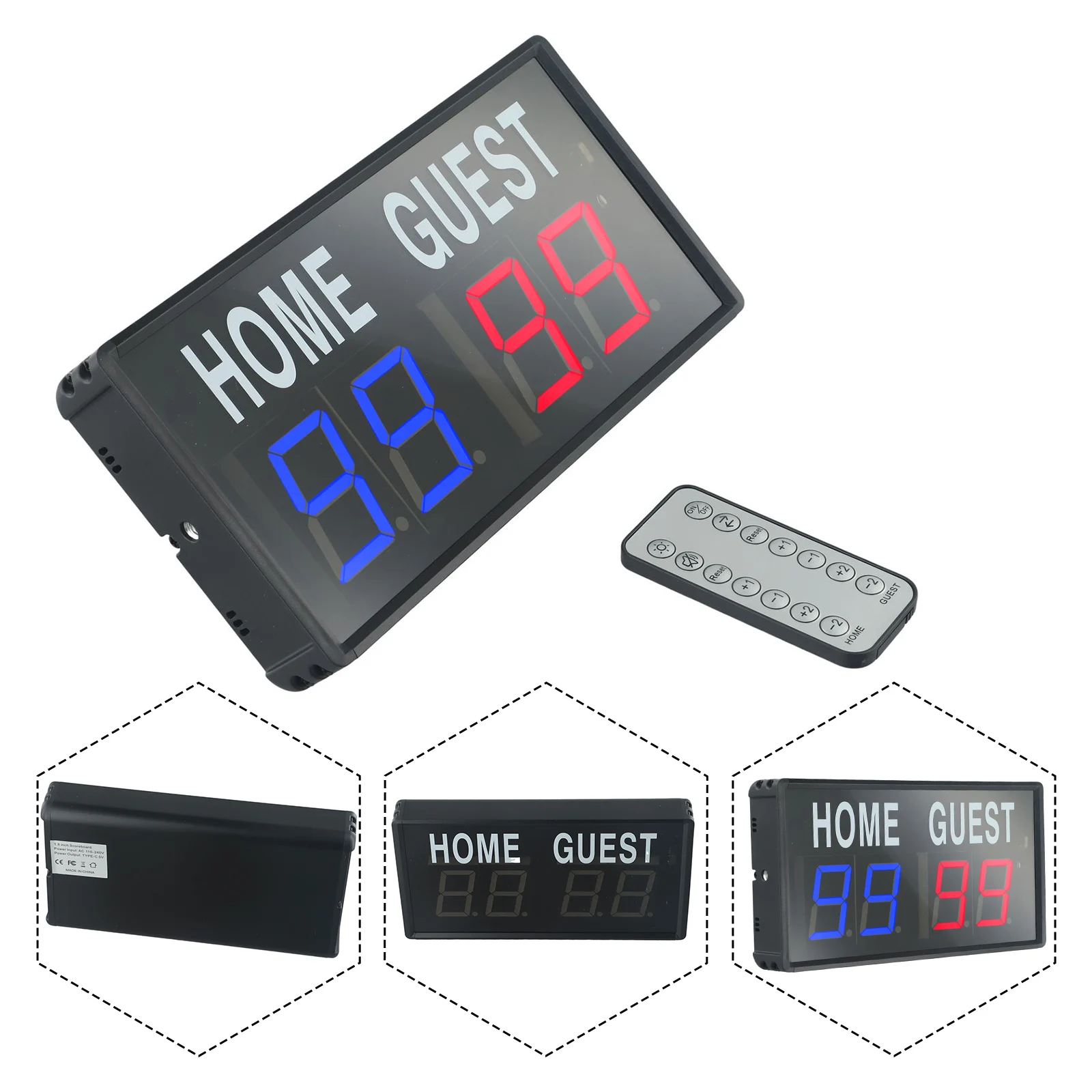 Electronic Scoreboard Remote Control Digital Tabletop Scoreboard Games Activity Aluminum Alloy Scoreboard Accessories