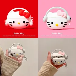 For Airpods 1 2 3 Pro Pro 2 Wearing headphones Hello Kitty Silicone Earphone Case Accessories Cover