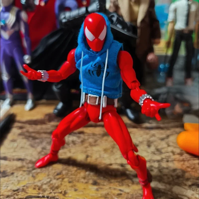 Scarlet Spider Mafex 186 Ben Reily Action Figure Ct Toys Comic Ver. مجموعة سبايدر مان أنيمي كو نموذج لجسم لعبة هدية #6