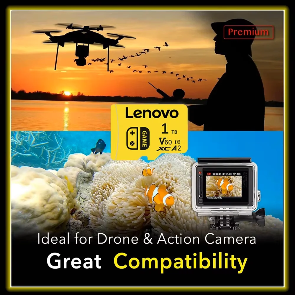 Original Lenovo Large Capacity Micro TF SD Card 64GB/128GB U3 4K Flash Memory Card for Phone Camera Tablet PC Switch 256GB/512GB image 2