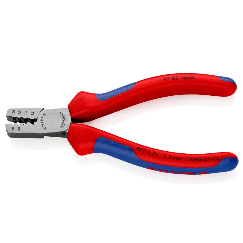 KNIPEX 97 62 145 A Wire Ferrule Crimping Pliers with Multi-component Grips Insulated Casing Crimping Tools for Electrician