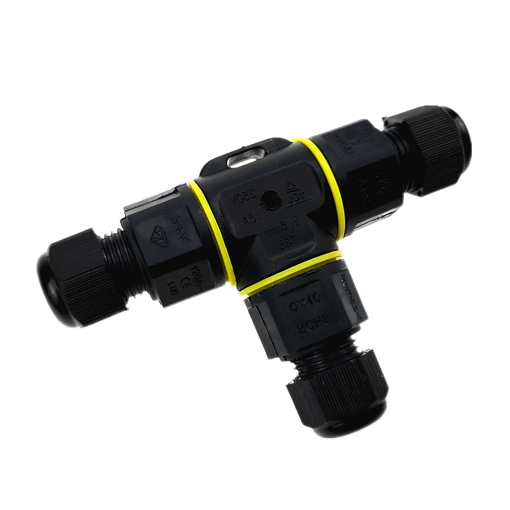 

1pc Waterproof Connector T-Shaped 3-Core Cable Joint For Outdoor Lamp Garden Park Lighting Dustproof Insulated Connection Cable