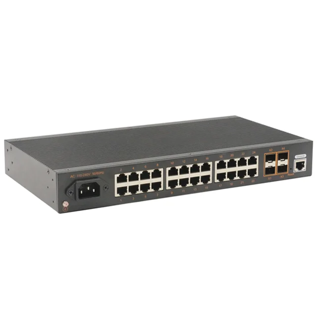 Good Product Recommendation L3 Managed Fiber Aggregation Switches 24*1000M SFP Port+4*10G SFP Port Managed Switch