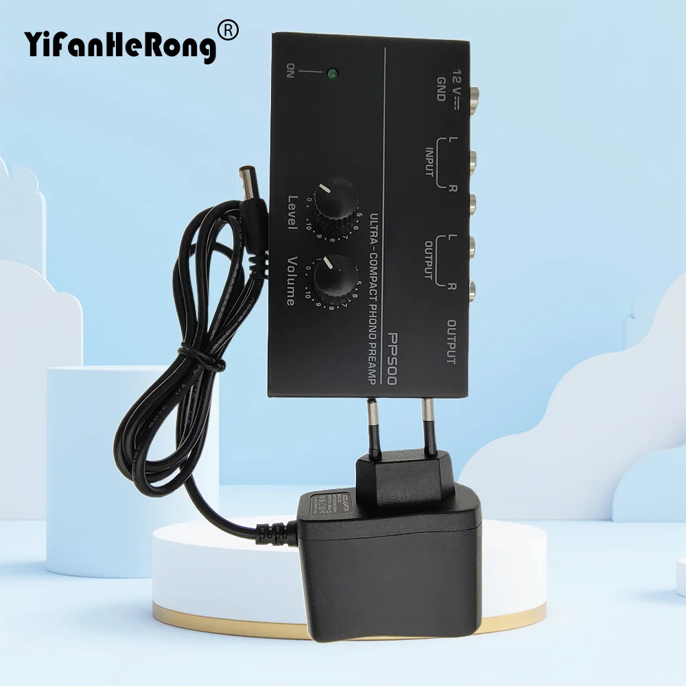 PP500 Phono Preamp Preamplifier for LP Vinyl Turntable with Level Volume Control with EU US Plug