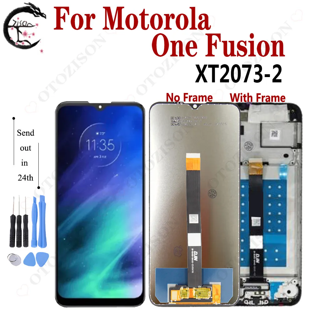 LCD con marco para Motorola One Fusion pantalla LCD XT2073-2 pantalla LCD táctil digitalizador montaje reemplazo OneFusion piezas LCD