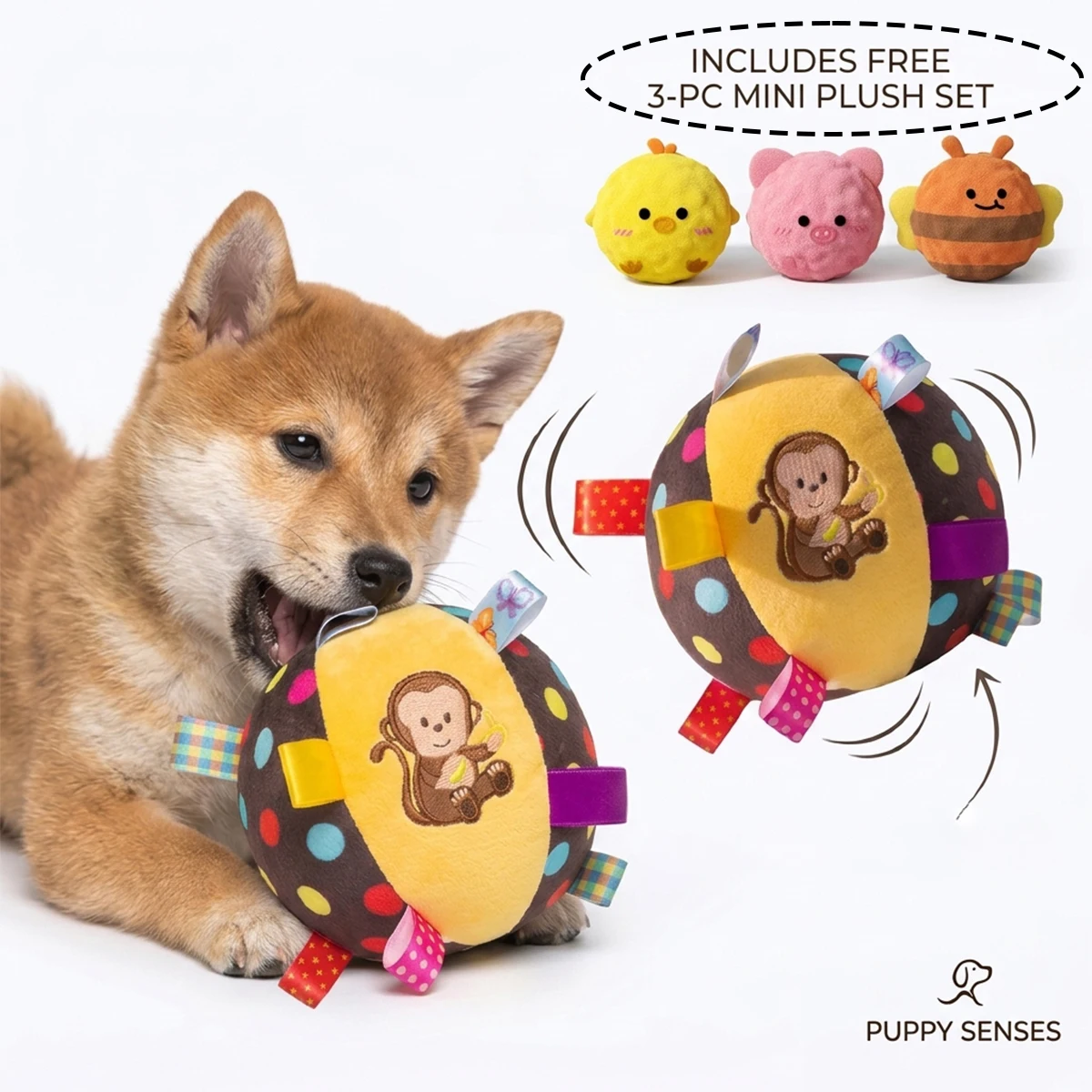 4PCS Interactive Ball Dog Toy for Aggressive ChewersTraining Decompress Resistant Plush Handle Dog Toys with Bells Pet Supplies