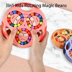 Magic Bean Rotating Cube Rotating Finger Puzzle Fidget Toy Boys Handheld Spinner Stress Anxiety Relief Ball Game Sensory Toys