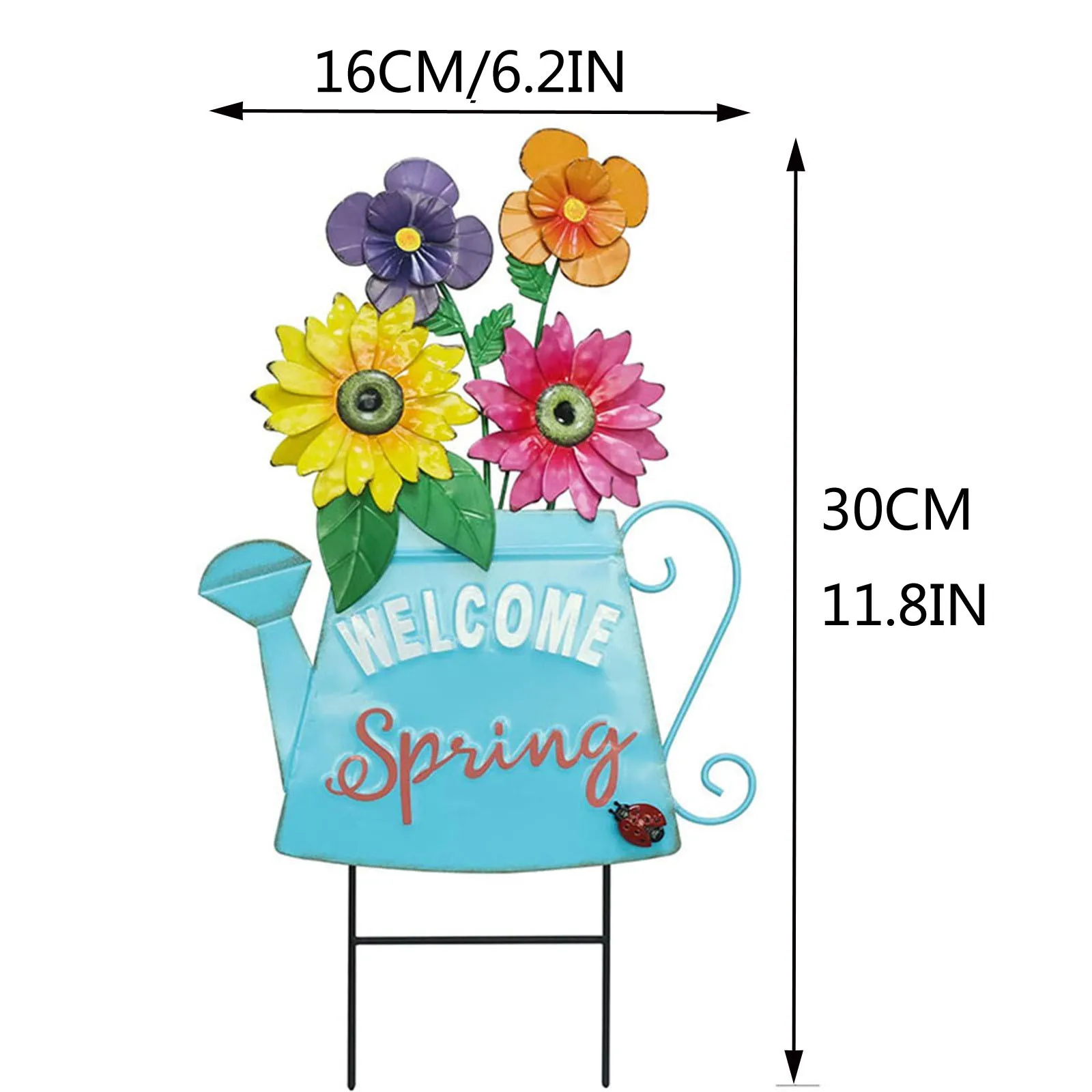 

Metal Welcome Spring Flowerpot Shape Garden Stake Decorative Yard Sign Spring Decor Ornaments Outdoor Decoration Accsesories