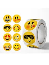 500 sztuk/rolka Cartoon zabawny uśmiech wyraz twarzy naklejki z nagrodami 8 wzorów 2,5 cm/1,0 cala okrągłe na podkładkę PC lodówka prezent Diy Decor