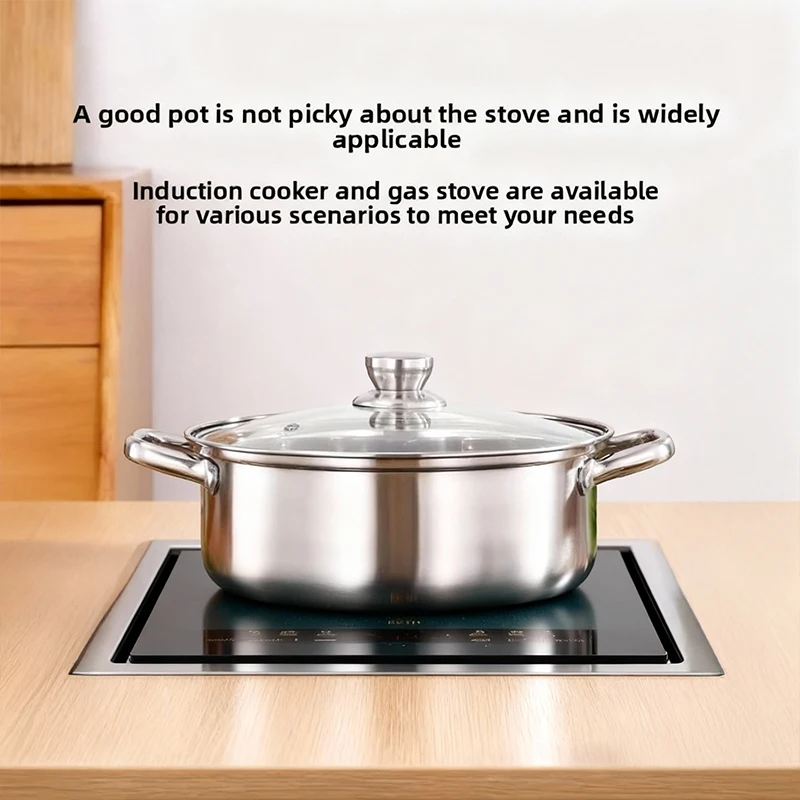 

304 Stainless Steel Soup Pot with Lid, Perfect for Home and Commercial Soup and Hot Pot Cooking