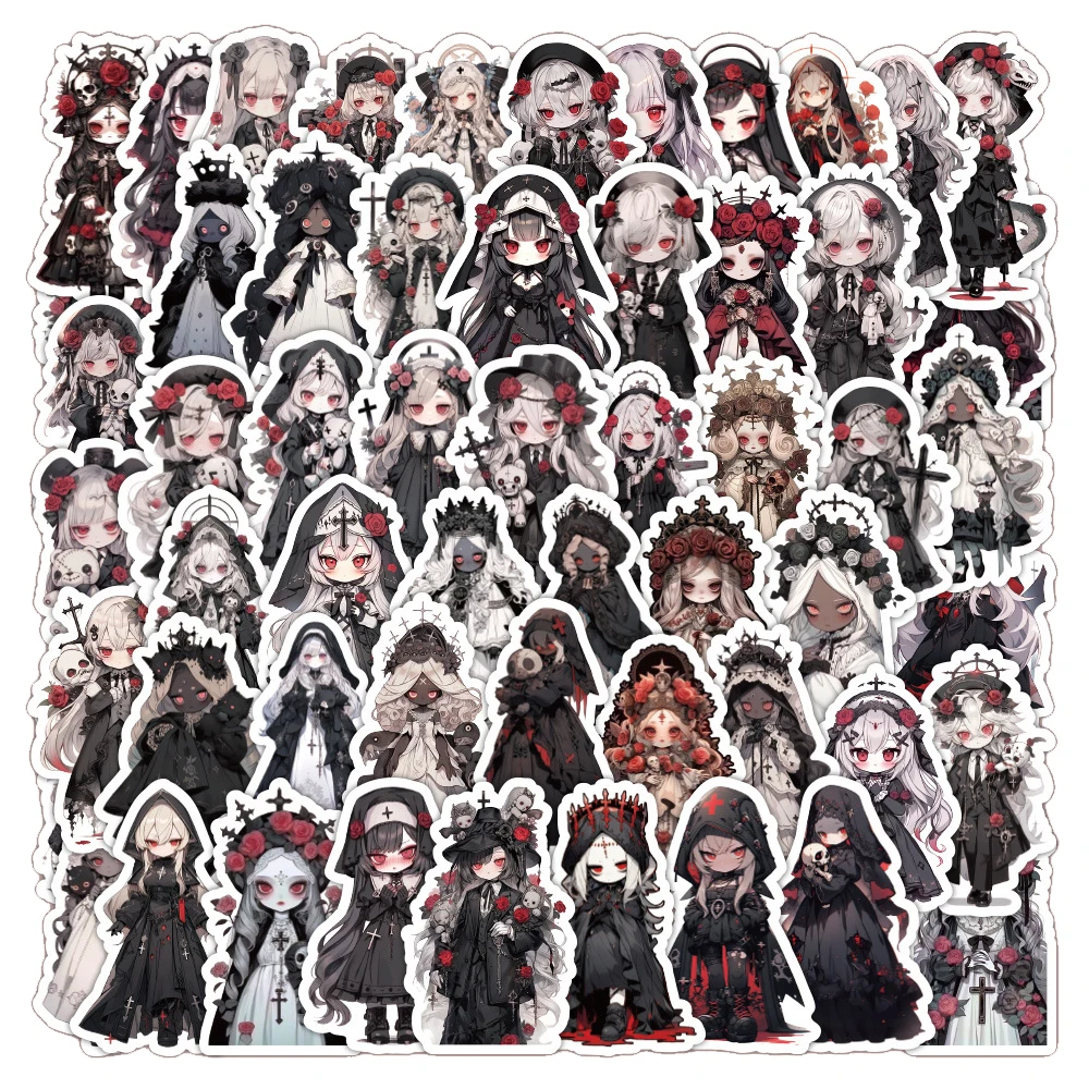 

10/30/60pcs Goth Magic Witch Loli Anime Stickers Graffiti Skateboard Laptop Phone Case Waterproof Horror Decoration Sticker Toys