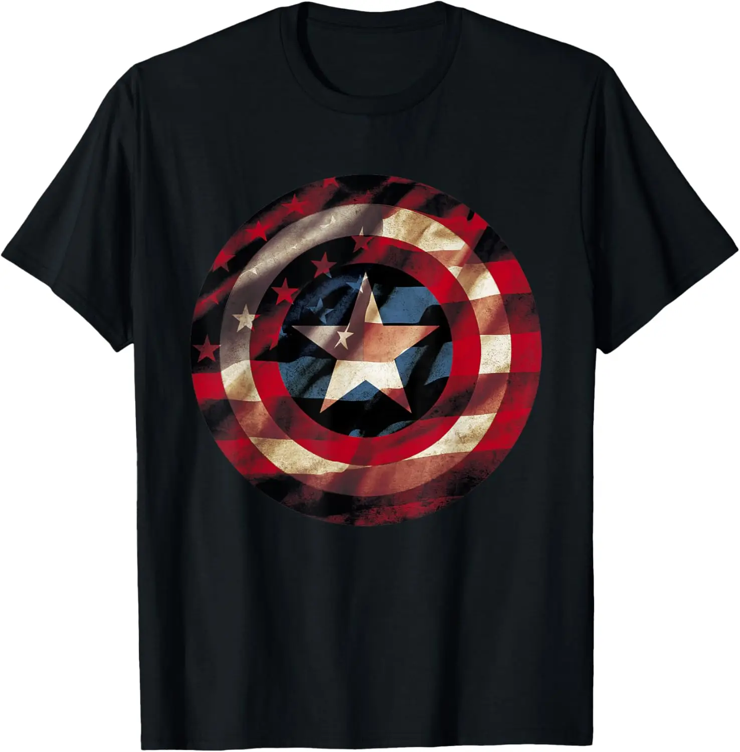 

Marvel Comics Captain America Graphic Flag Fill Shield T-Shirt