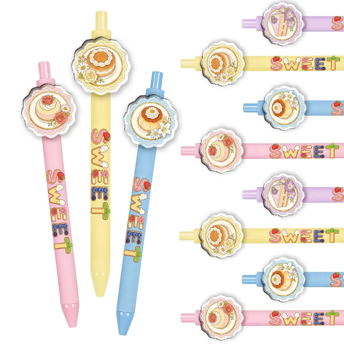

8PCS/16PCS Cake-Themed Ballpoint Pens Creative Stationery Student Writing Pens Perfect Birthday Gift for Friends