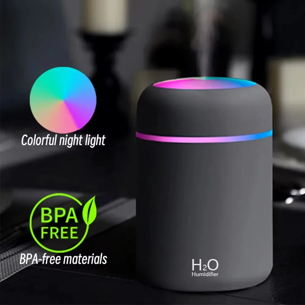 

300ml H2O Air Humidifier Portable Mini USB Aroma Diffuser With Cool Mist For Bedroom Home Car Plants Purifier Humificador