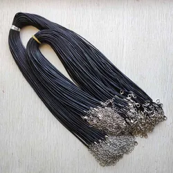 1.5mm Black Wax Leather Cord Necklace Rope 45 60 70cm Chain Lobster Clasp DIY Jewelry Accessories Wholesale 100pcs fast Shipping