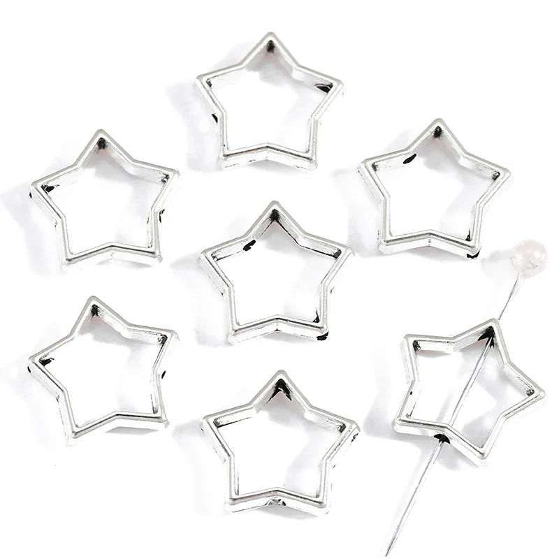 50 stks/partij Metalen Ster Bloem Frames Spacer Kralen Connector Voor DIY Oorbellen Ketting Armband Sieraden Maken Levert Accessoires
