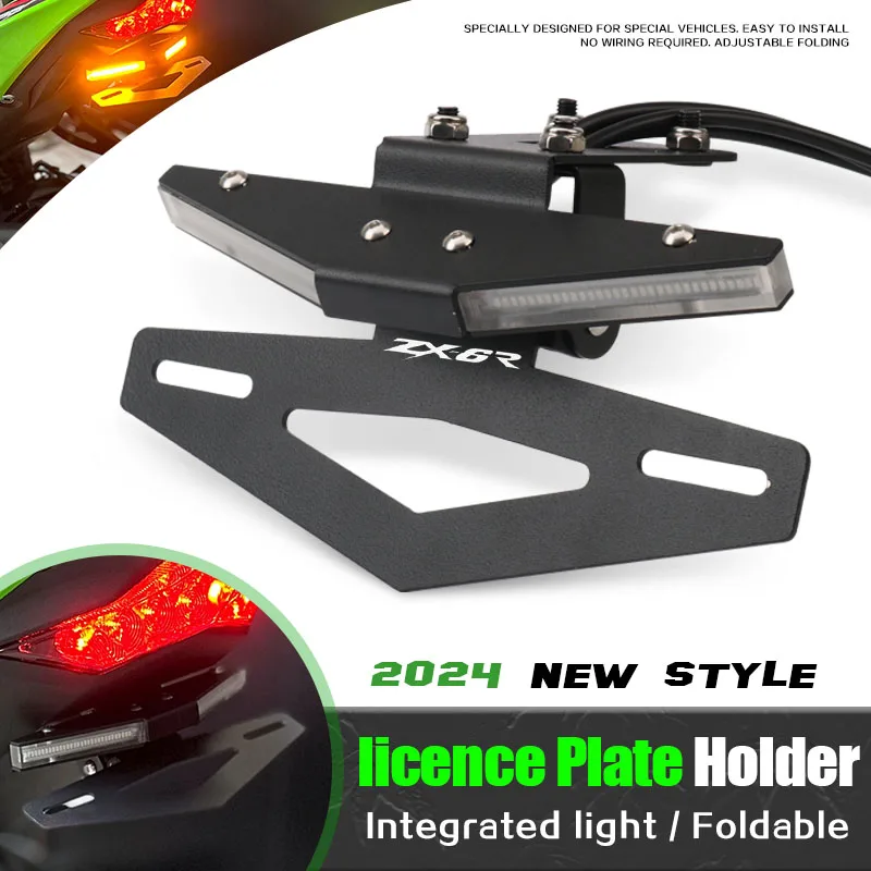 Motorcycle Accessory Integrated License Plate Holder LED Lights Turn Signal Light For ZX-6R ZX6R ZX 6R 2024 2025