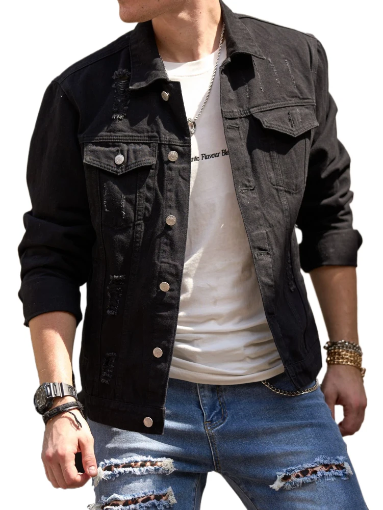 

Men's Denim Jacket Casual Long Sleeve Regular Fit Jean Trucker Jacket Outfit For Teens Grown-ups Autumn