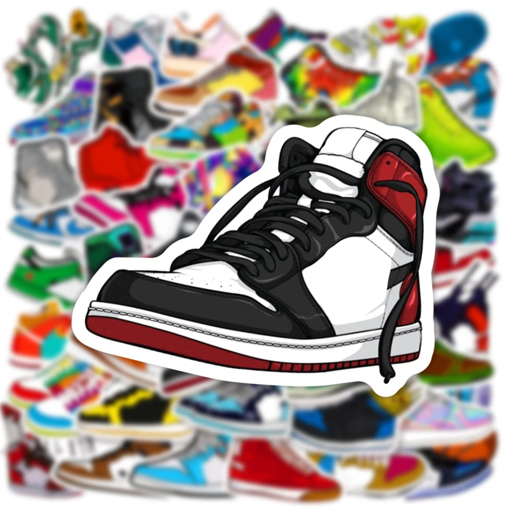 50PCS Cartoon Cool Sneakers Trend Creative Graffiti Stickers Bike Skateboards Car Helmets Laptop Decals Toys