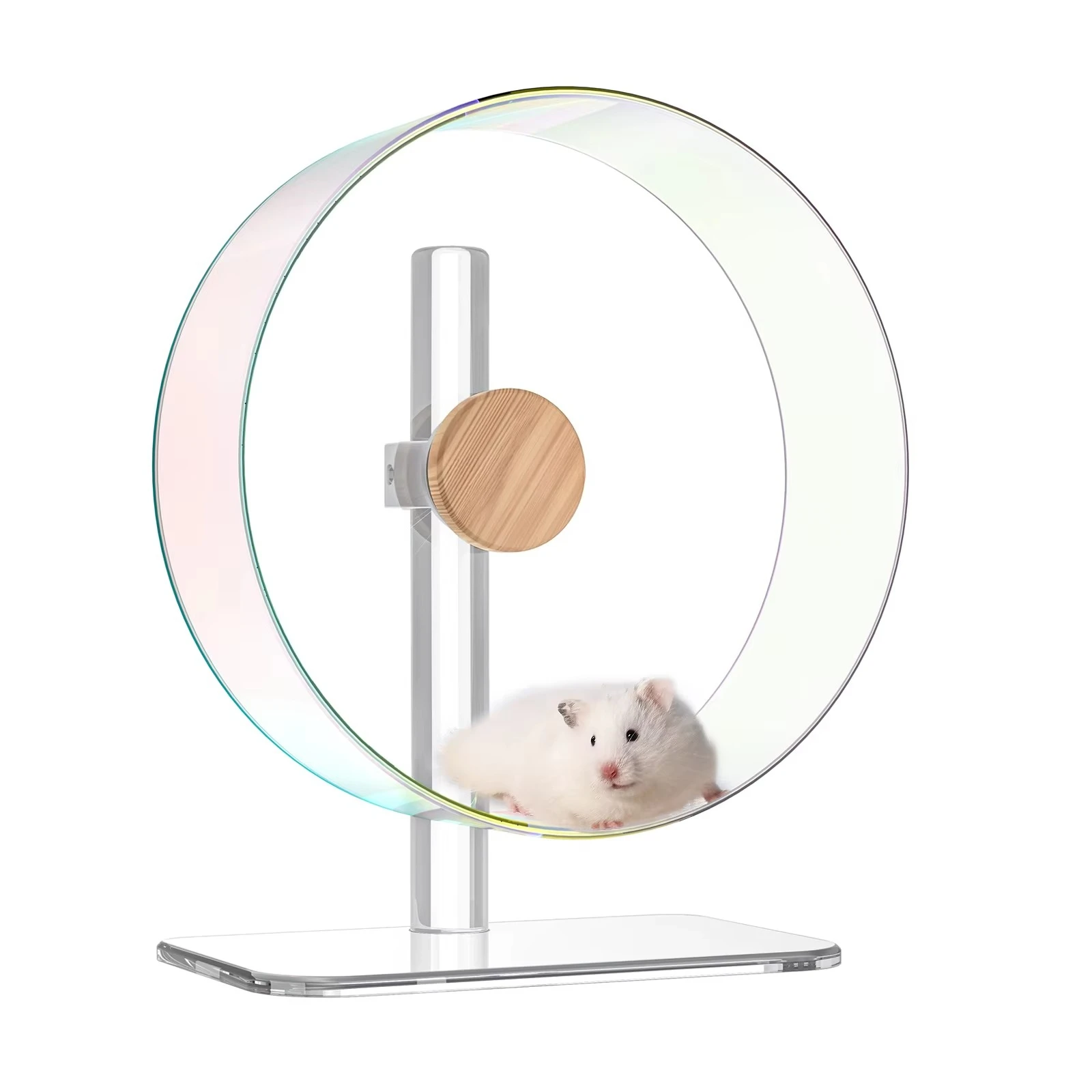 Wholesale Mute Acrylic 32cm Hamster Running Wheel Wooden Rolling Pet Fitness Wheel