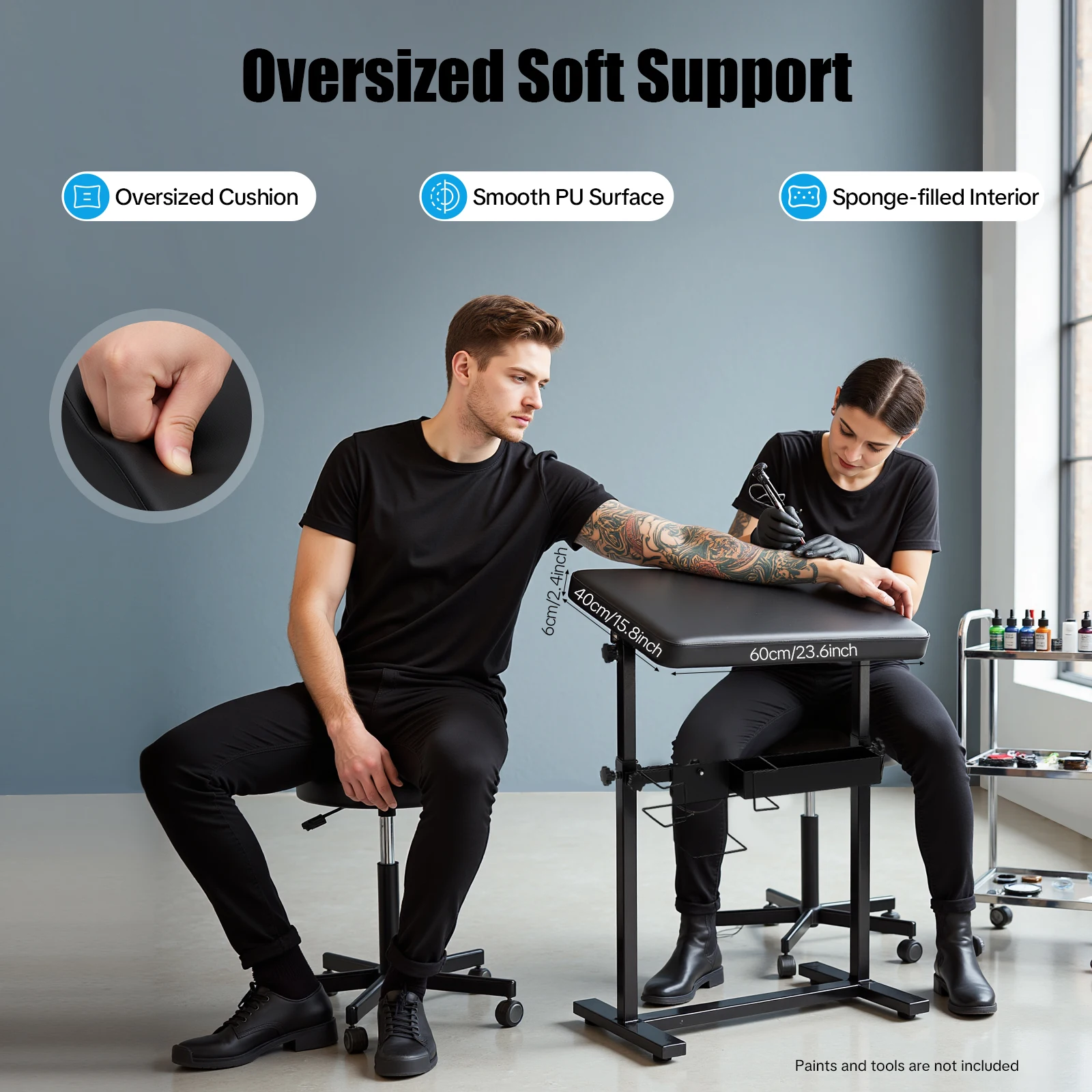 Tattoo Armrest Stand Strong Structure Height Adjustable Armrest Bracket with Non-Slip Feet Easy To Clean