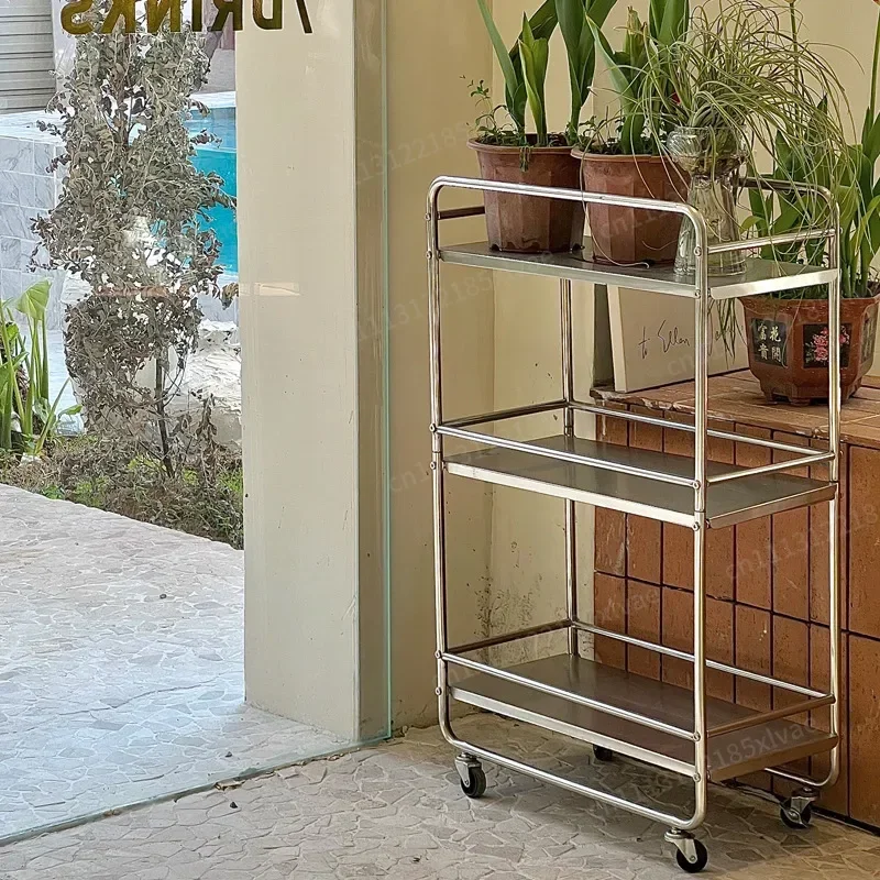 Multi-Tier Metal Mobile Storage Trolley With Removable Rolling Casters Household Organizer Kitchen Counter Storage Rack