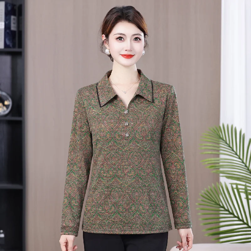 

Весенне-осенняя женская рубашка с классическим узором и отложным воротником, новая модная модель больших размеров, топы для дома и улицы, роскошная одежда для сада и интерьера