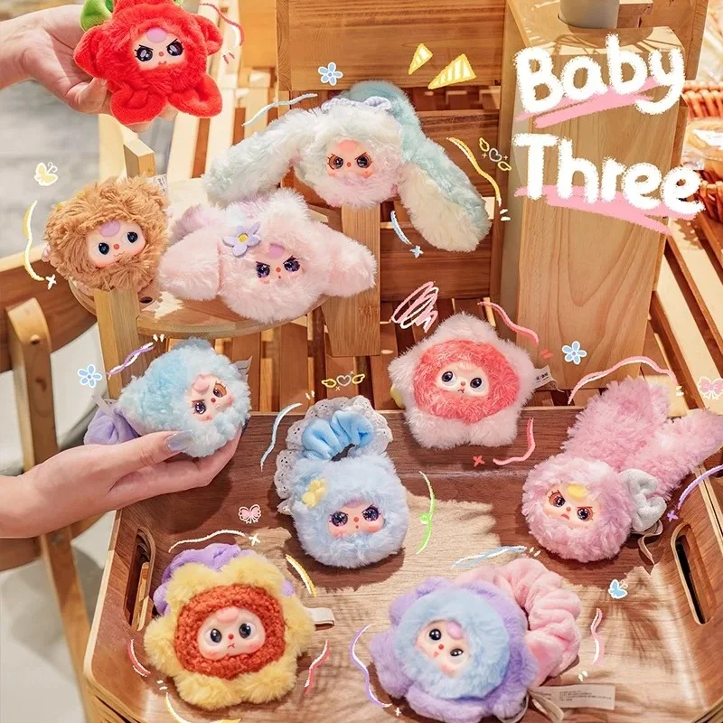 

Натуральная детская кольцо для волос с тремя цветами, серия слепая коробка, кавайная виниловая плюшевая кукла, повязка для волос, модная игрушка, подарок для девочек и детей