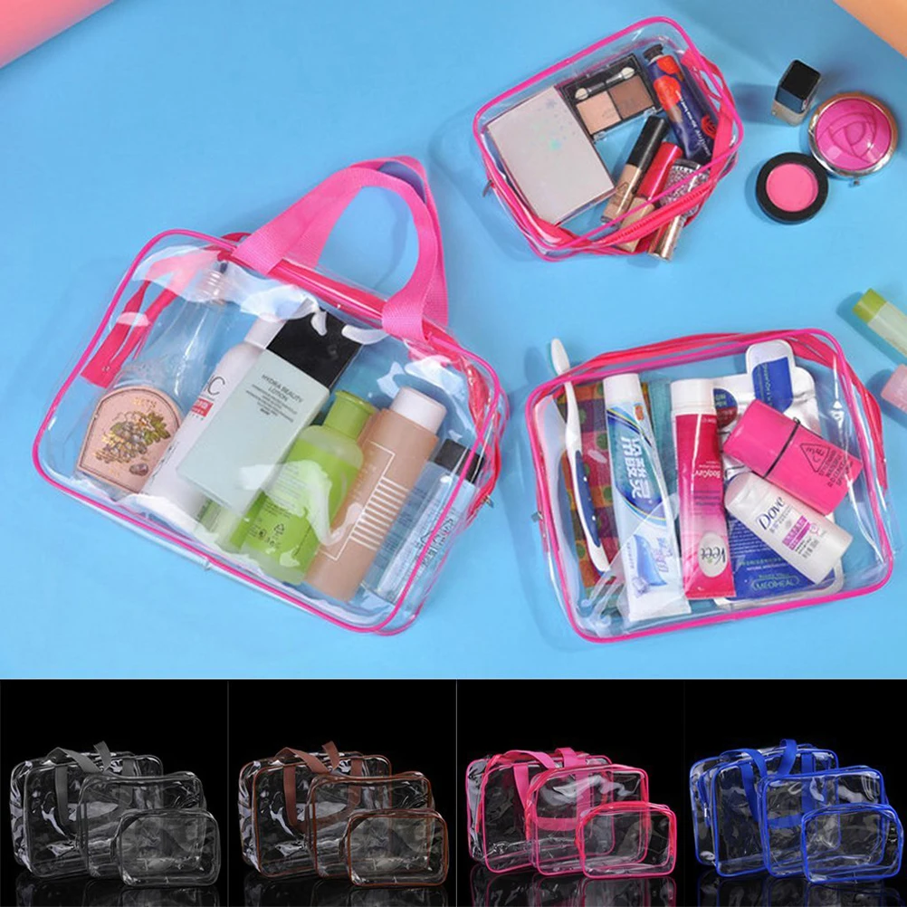 

Waterproof Transparent PVC Tote Bag Toiletry ganizer Handbag Travel Storage Makeup Beach Home Use Smooth Zipper