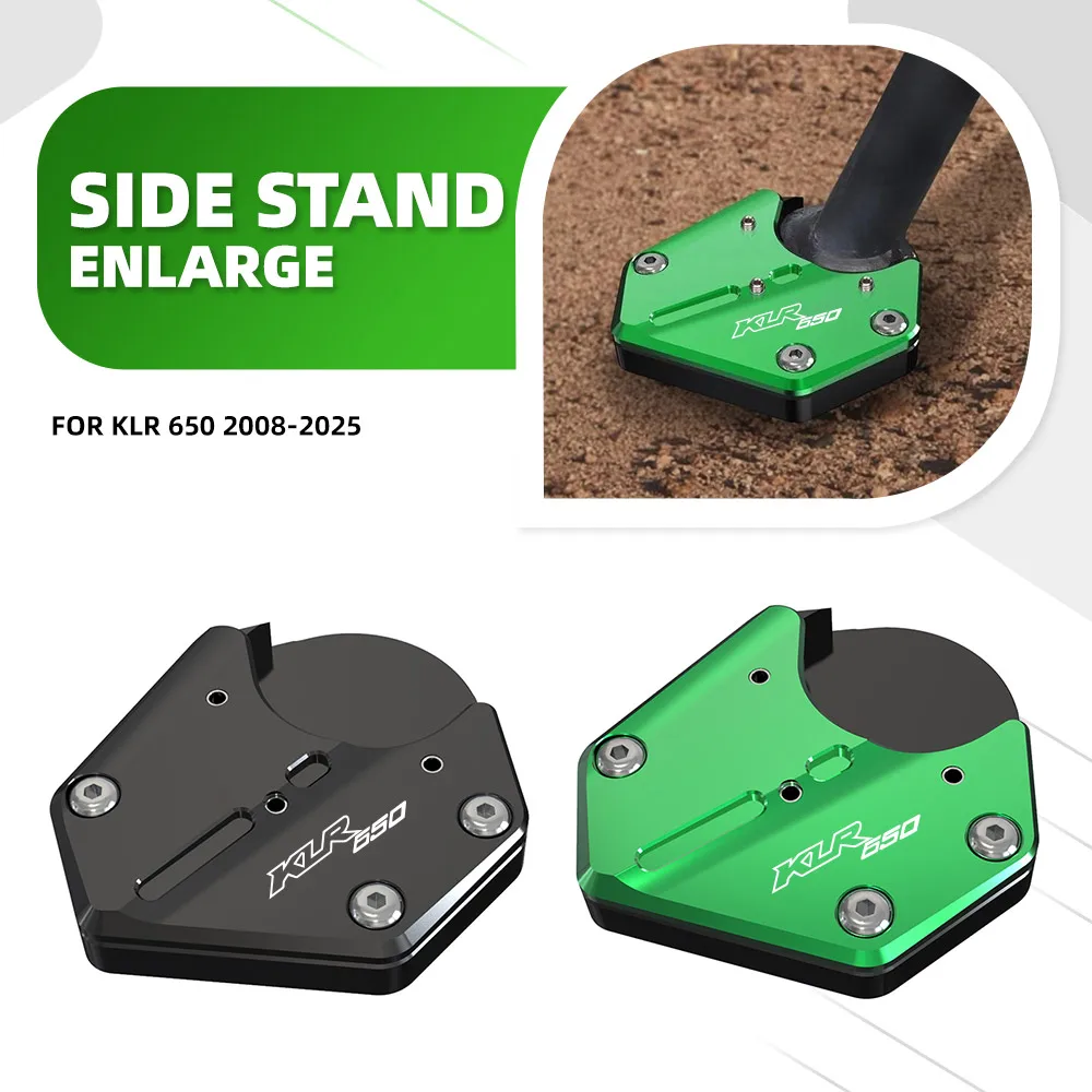 

For Kawasaki KLR 650 2025 Motorcycle CNC Kickstand Foot Side Stand Extension Pad Support Plate KLR650 2008-2024 2023 2022 201