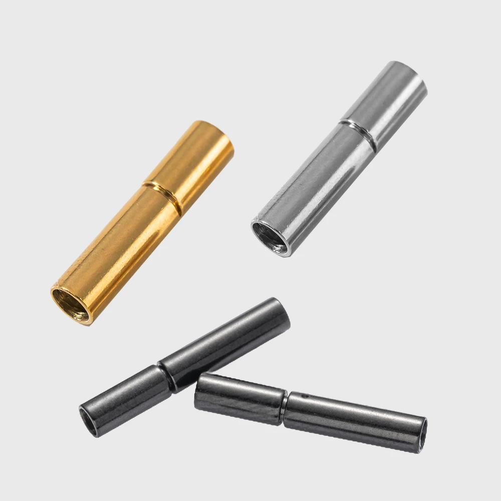 5pcs Stainless Steel Tube Hook Clasps Round Leather Cord Buckle Connectors for Rope Jewelry Making DIY Bracelet Necklace Crafts image 4