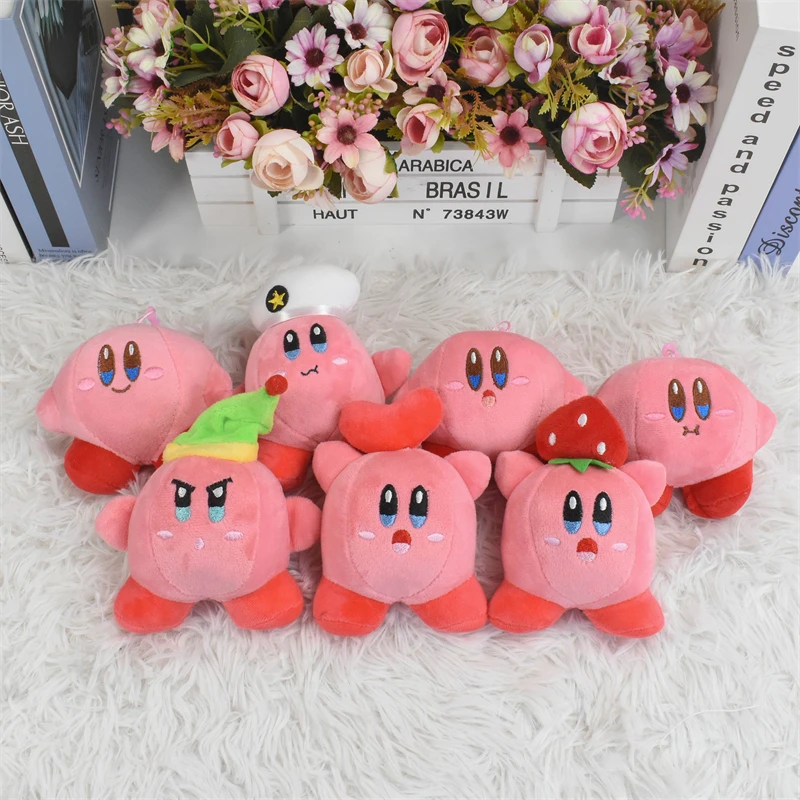 Kawaii Kirby Waddle Dee Soft Plush Key Chain Toy Cute Stuffed Hamburger Kirby Peluche Pendant Doll Birthday Gift Boys Girls