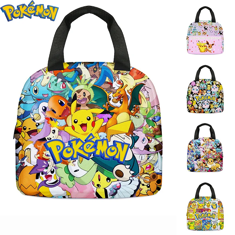 Anime Pokemon Pikachu Large Capacity Lunch Bag Students Cartoon Lunch Box Kawaii Tote Bag Ice Bag Children Birthday Gifts