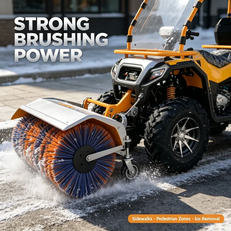 Heavy Commercial Snow Sweeper With Wide Rotary Brush For Industrial Parks Warehouses Parking Lots And Winter Snow Removal