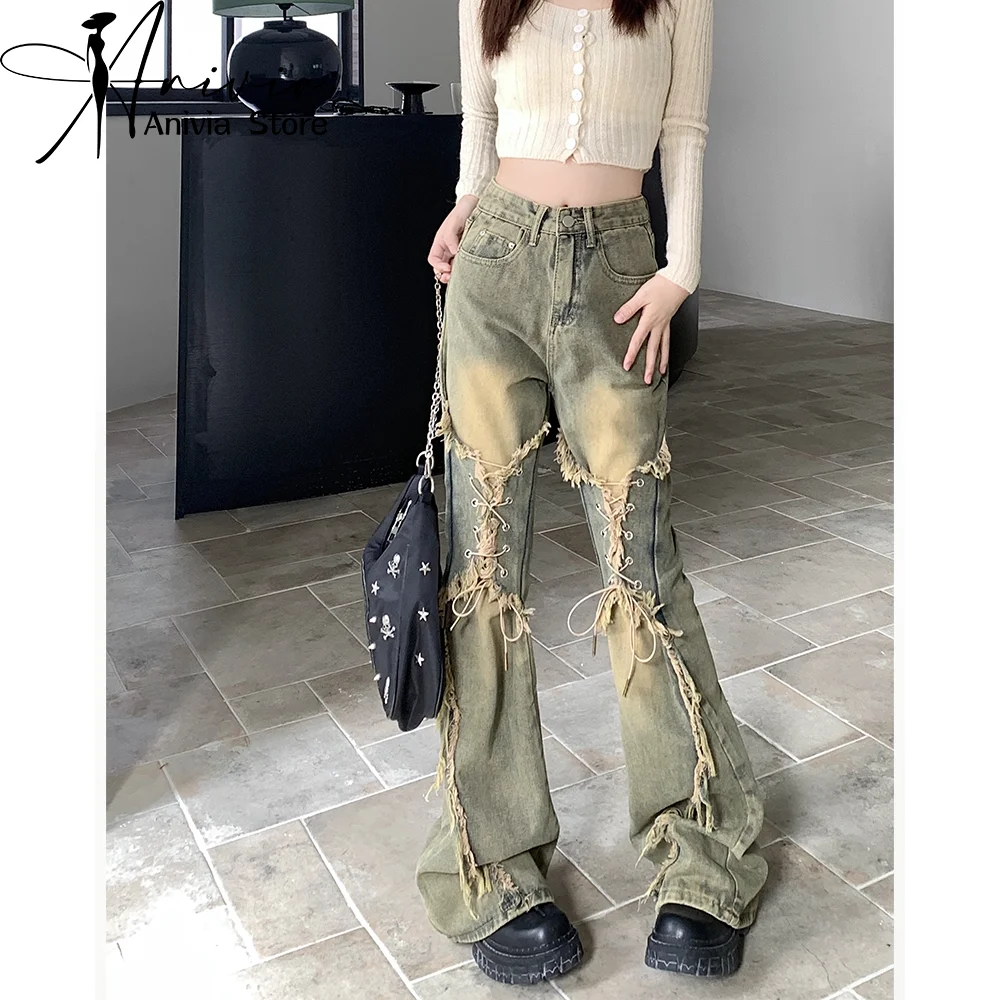 

American Retro Jeans Loose Wide-leg Jeans Women Look Thin Trendy Y2K All-match Mopping Pants Women Harajuku Streetwear 2024 New