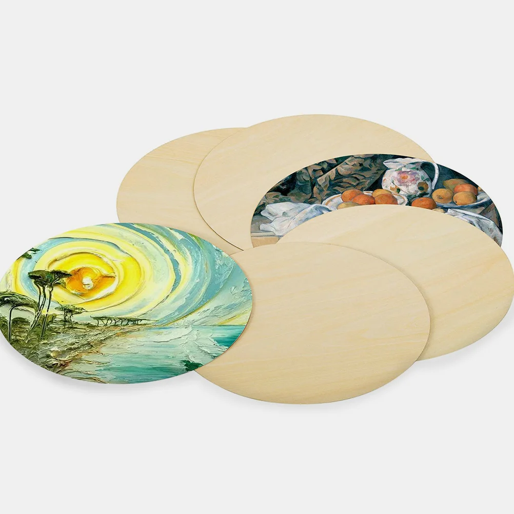 

15 PCS Oval Wood Chips Home Decor Round Wooden Trays Graffiti Unfinished Crafts
