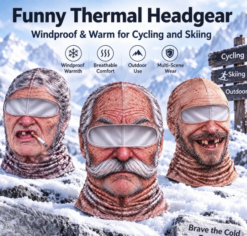 Snow Skiing Cold-weather Helmet, with The Hat Band Featuring A Facial Pattern of Ear Protectors and A Cycling Warm-weather Mask