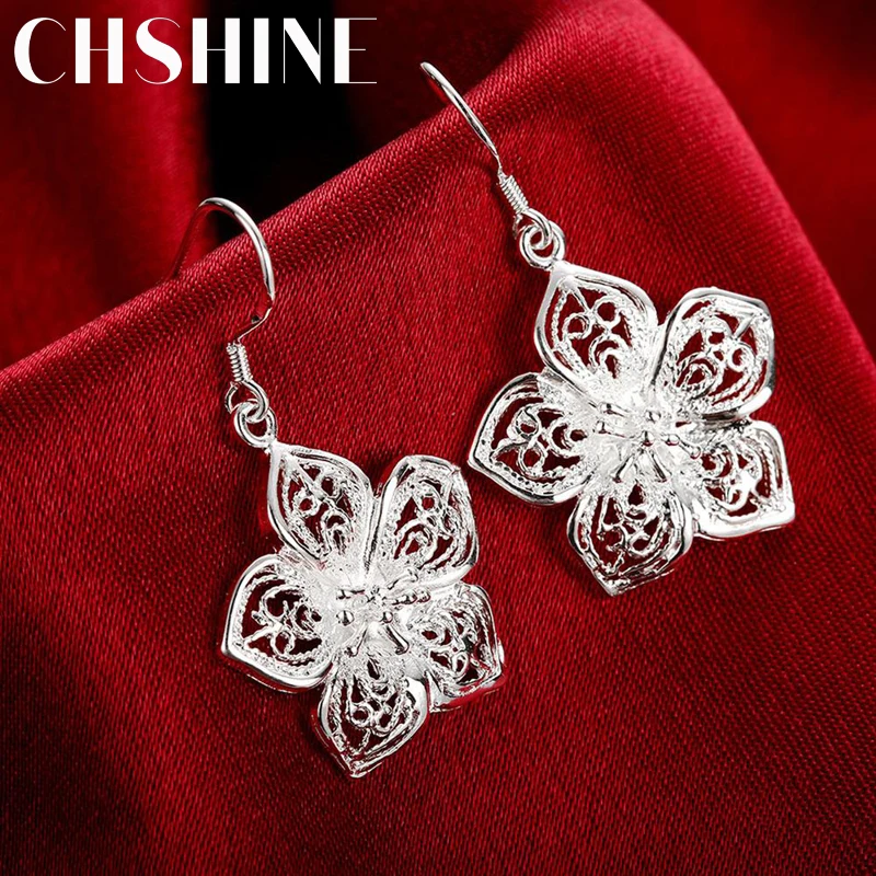 

CHSHINE High Quality Jewelry 925 Sterling Silver Earring Fashion Retro Flowers earrings for women luxury Gifts